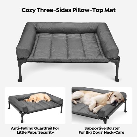 Veehoo Elevated Dog Bed with Bolster Mat Silver Elevated 2-in-1 Seasonal Beds image8 Veehoo Elevated Dog Bed with Bolster Mat Silver Elevated 2-in-1 Seasonal Beds image8