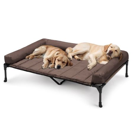 Veehoo Elevated Dog Bed with Bolster Mat Brown Elevated 2-in-1 Seasonal Beds image1 Veehoo Elevated Dog Bed with Bolster Mat Brown Elevated 2-in-1 Seasonal Beds image1