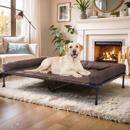 Veehoo Elevated Dog Bed with Bolster Mat Brown Elevated 2-in-1 Seasonal Beds image11 Veehoo Elevated Dog Bed with Bolster Mat Brown Elevated 2-in-1 Seasonal Beds image11