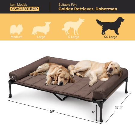 Veehoo Elevated Dog Bed with Bolster Mat Brown Elevated 2-in-1 Seasonal Beds image2 Veehoo Elevated Dog Bed with Bolster Mat Brown Elevated 2-in-1 Seasonal Beds image2