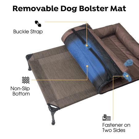 Veehoo Elevated Dog Bed with Bolster Mat Brown Elevated 2-in-1 Seasonal Beds image5 Veehoo Elevated Dog Bed with Bolster Mat Brown Elevated 2-in-1 Seasonal Beds image5
