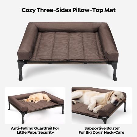 Veehoo Elevated Dog Bed with Bolster Mat Brown Elevated 2-in-1 Seasonal Beds image8 Veehoo Elevated Dog Bed with Bolster Mat Brown Elevated 2-in-1 Seasonal Beds image8