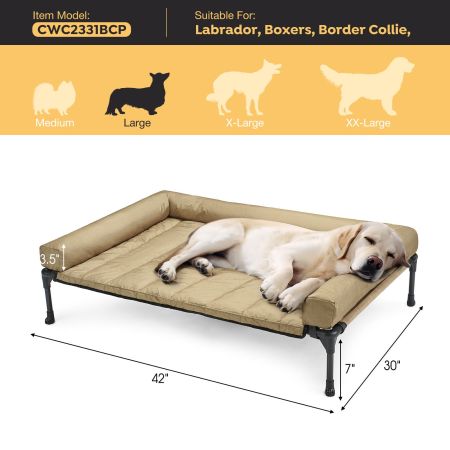 Veehoo Elevated Dog Bed with Bolster Mat Beige Sales image2 Veehoo Elevated Dog Bed with Bolster Mat Beige Sales image2