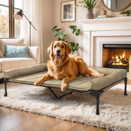 Veehoo Elevated Dog Bed with Bolster Mat Beige Sales image11