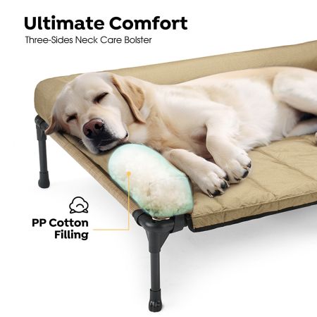 Veehoo Elevated Dog Bed with Bolster Mat Beige Sales image3