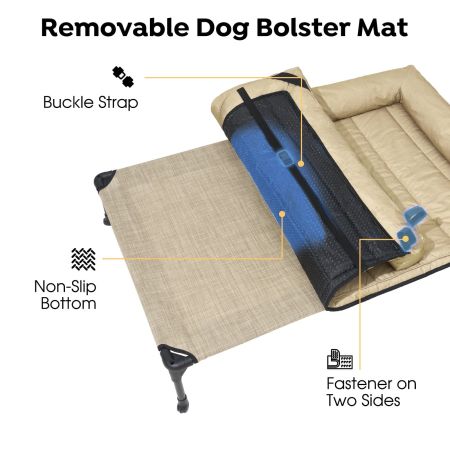 Veehoo Elevated Dog Bed with Bolster Mat Beige Sales image5