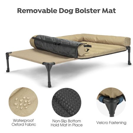 Veehoo Elevated Dog Bed with Bolster Mat Beige Sales image8