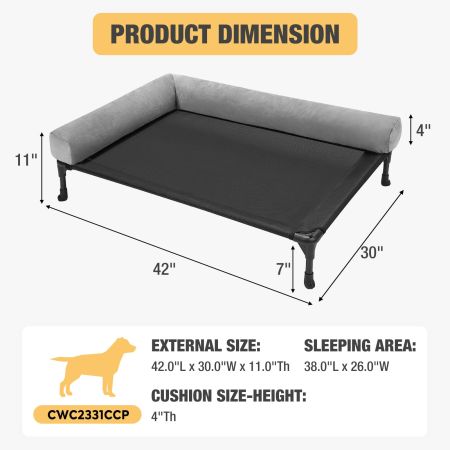Veehoo L-shaped Pet Bed with Bolster Elevated Cooling Beds image5 Veehoo L-shaped Pet Bed with Bolster Elevated Cooling Beds image5
