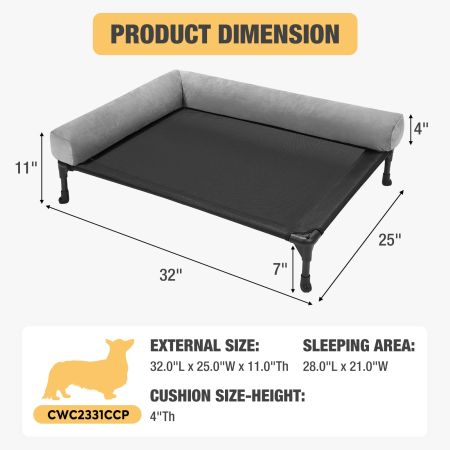 Veehoo L-shaped Pet Bed with Bolster Elevated Cooling Beds image6 Veehoo L-shaped Pet Bed with Bolster Elevated Cooling Beds image6