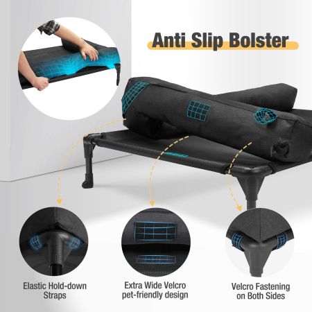 Veehoo L-shaped Pet Bed with Bolster Black Elevated Beds image5