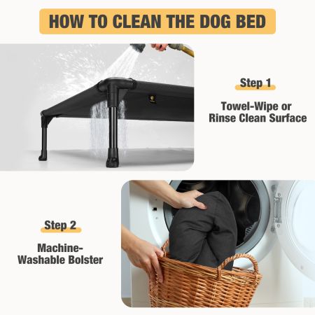 Veehoo L-shaped Pet Bed with Bolster Black Elevated Beds image6