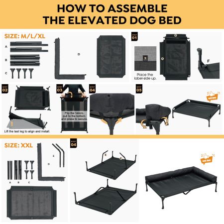 Veehoo L-shaped Pet Bed with Bolster Black Elevated Beds image7