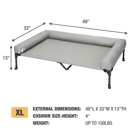 Veehoo Cooling Elevated Dog Bed with Removable Bolster Gray Elevated Beds image2