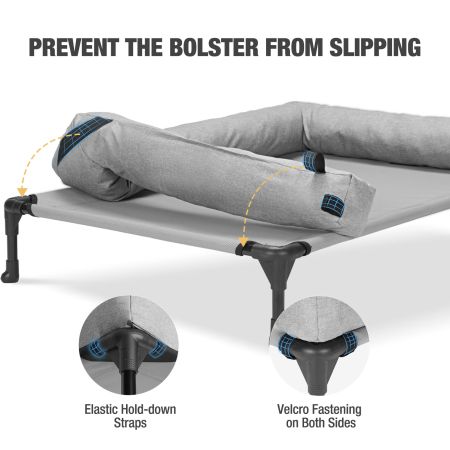 Veehoo Cooling Elevated Dog Bed with Removable Bolster Gray Elevated Beds image4
