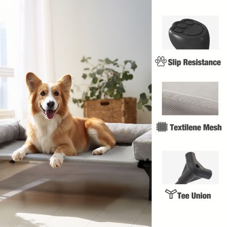 Veehoo Cooling Elevated Dog Bed with Removable Bolster Gray Elevated Beds image7