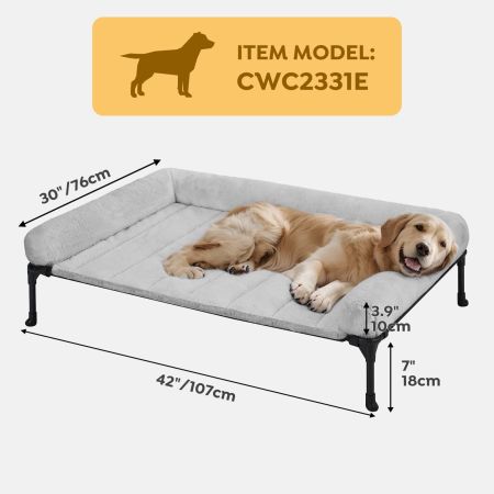Veehoo Elevated Dog Bed with Cozy Pillow Gray Calming Beds image2 Veehoo Elevated Dog Bed with Cozy Pillow Gray Calming Beds image2