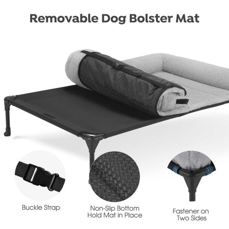 Veehoo Elevated Dog Bed with Cozy Pillow Gray Calming Beds image3 Veehoo Elevated Dog Bed with Cozy Pillow Gray Calming Beds image3
