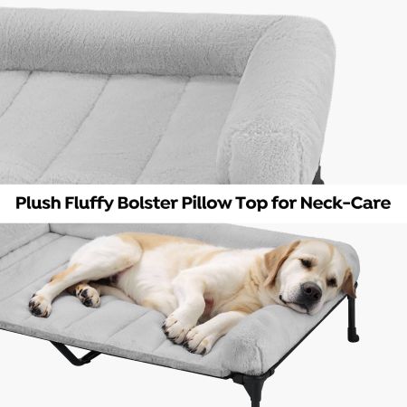 Veehoo Elevated Dog Bed with Cozy Pillow Gray Calming Beds image4 Veehoo Elevated Dog Bed with Cozy Pillow Gray Calming Beds image4