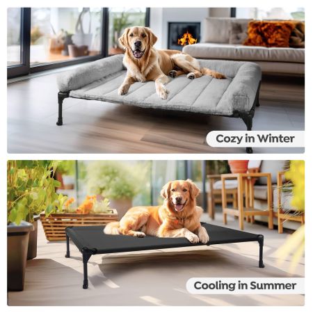 Veehoo Elevated Dog Bed with Cozy Pillow Gray Calming Beds image5 Veehoo Elevated Dog Bed with Cozy Pillow Gray Calming Beds image5