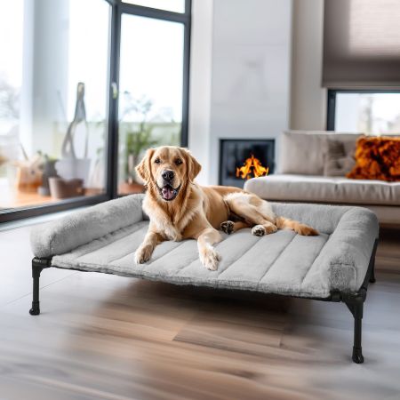 Veehoo Elevated Dog Bed with Cozy Pillow Gray Calming Beds image8 Veehoo Elevated Dog Bed with Cozy Pillow Gray Calming Beds image8