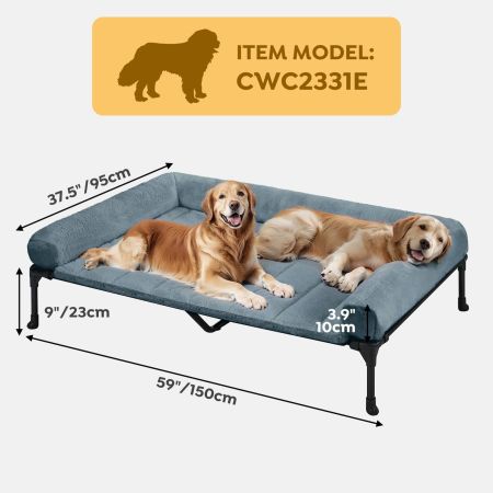 Veehoo Elevated Dog Bed with Cozy Pillow Blue Calming Beds image2 Veehoo Elevated Dog Bed with Cozy Pillow Blue Calming Beds image2