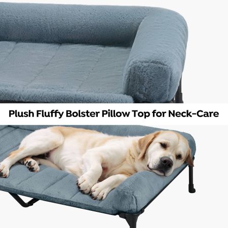 Veehoo Elevated Dog Bed with Cozy Pillow Blue Calming Beds image4 Veehoo Elevated Dog Bed with Cozy Pillow Blue Calming Beds image4