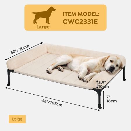 Veehoo Elevated Dog Bed with Cozy Pillow White Calming Beds image2 Veehoo Elevated Dog Bed with Cozy Pillow White Calming Beds image2