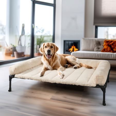 Veehoo Elevated Dog Bed with Cozy Pillow White Calming Beds image8 Veehoo Elevated Dog Bed with Cozy Pillow White Calming Beds image8