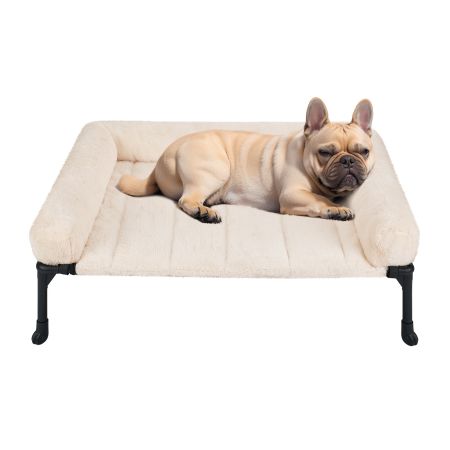Veehoo Elevated Dog Bed with Cozy Pillow White Sales image1