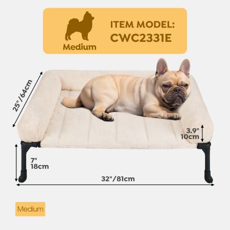 Veehoo Elevated Dog Bed with Cozy Pillow White Sales image2