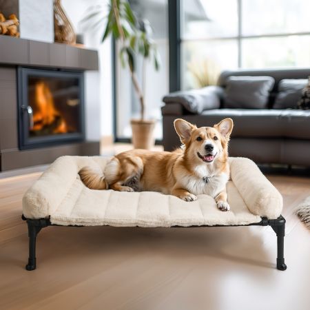 Veehoo Elevated Dog Bed with Cozy Pillow White Sales image6