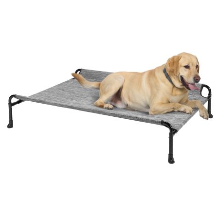Veehoo Cooling Raised Dog Bed with Guardrail & Headrest Silver Elevated Beds image1