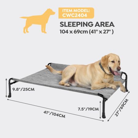 Veehoo Cooling Raised Dog Bed with Guardrail & Headrest Silver Elevated Beds image2