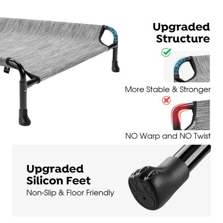 Veehoo Cooling Raised Dog Bed with Guardrail & Headrest Silver Elevated Beds image3