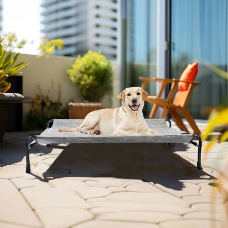 Veehoo Cooling Raised Dog Bed with Guardrail & Headrest Silver Elevated Beds image6