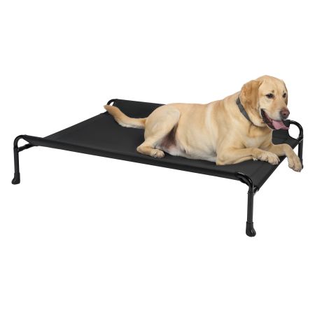 Veehoo Cooling Raised Dog Bed with Guardrail & Headrest Black Elevated Beds image1