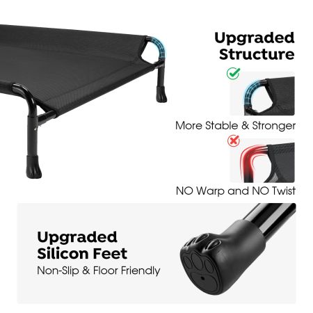 Veehoo Cooling Raised Dog Bed with Guardrail & Headrest Black Elevated Beds image5