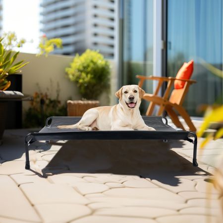 Veehoo Cooling Raised Dog Bed with Guardrail & Headrest Black Elevated Beds image6