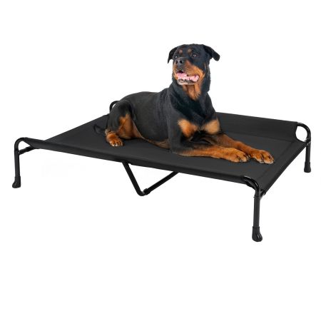 Veehoo Cooling Raised Dog Bed with Guardrail & Headrest Black Elevated Beds image1