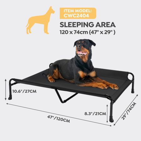Veehoo Cooling Raised Dog Bed with Guardrail & Headrest Black Elevated Beds image2