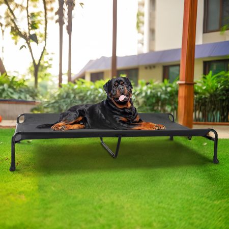 Veehoo Cooling Raised Dog Bed with Guardrail & Headrest Black Elevated Beds image6