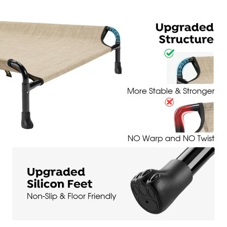 Veehoo Cooling Raised Dog Bed with Guardrail & Headrest Beige Elevated Beds image5