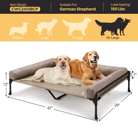 Veehoo Elevated Dog Bed with Three-sided Bolster Calming Beds image10 Veehoo Elevated Dog Bed with Three-sided Bolster Calming Beds image10