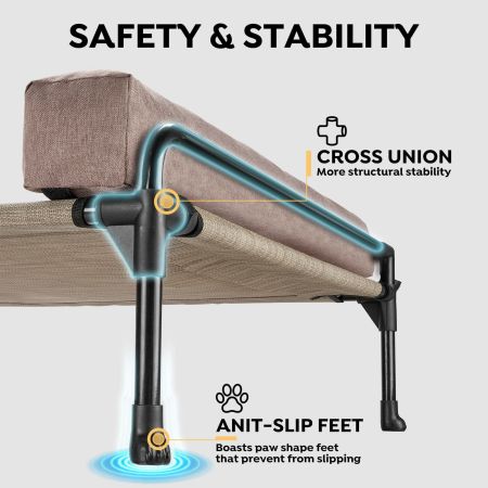 Veehoo Elevated Dog Bed with Three-sided Bolster Calming Beds image2 Veehoo Elevated Dog Bed with Three-sided Bolster Calming Beds image2