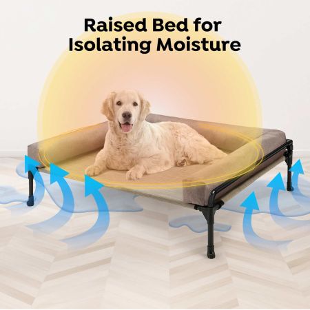 Veehoo Elevated Dog Bed with Three-sided Bolster Calming Beds image3 Veehoo Elevated Dog Bed with Three-sided Bolster Calming Beds image3