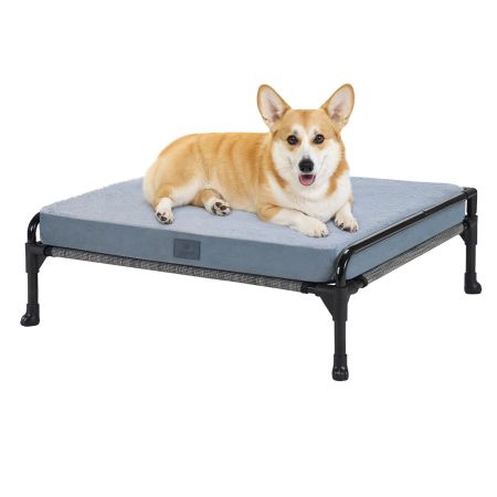 Veehoo Elevated Dog Bed with Removable Dog Pad Silver Sales image1