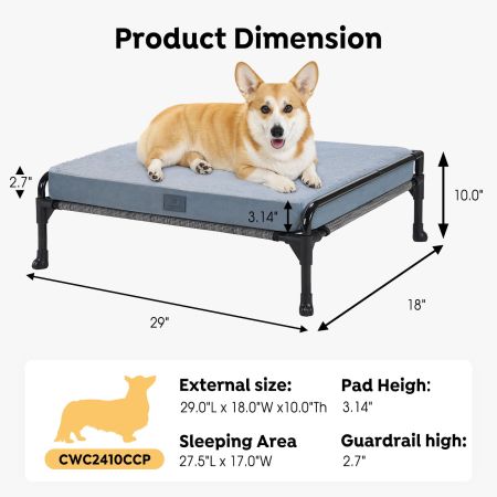 Veehoo Elevated Dog Bed with Removable Dog Pad Silver Sales image2