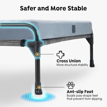 Veehoo Elevated Dog Bed with Removable Dog Pad Silver Sales image3