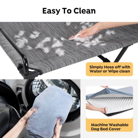 Veehoo Elevated Dog Bed with Removable Dog Pad Silver Sales image4