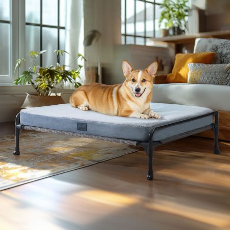 Veehoo Elevated Dog Bed with Removable Dog Pad Silver Sales image8